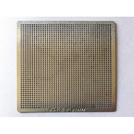 Шаблон (stencil, стенсил) chip size универсален 0.60mm P1.0 41x41mm за ребол (reball) на BGA чипове