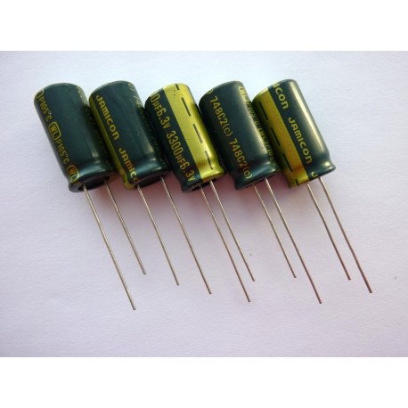 Electrolytic capacitor Jamicon 3300µF, 6.3V, 10x20mm, 5 pcs