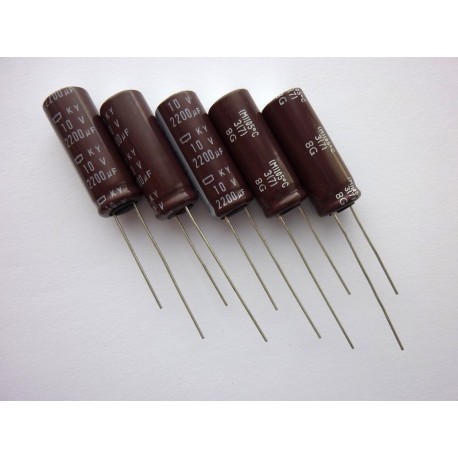 Electrolytic capacitor Nippon 2200µF, 10V, 10x28mm, 5 pcs