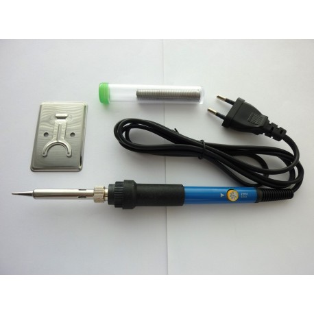 Kit soldering iron 60W 220V with thermoregulator, stand, solder wire