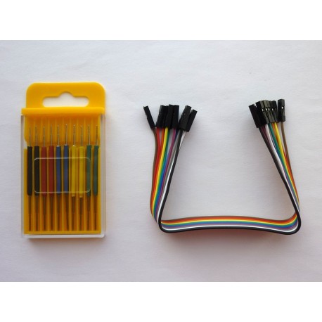 Micro clamps for IC chips, colorful, 10 pieces, with jumper cable