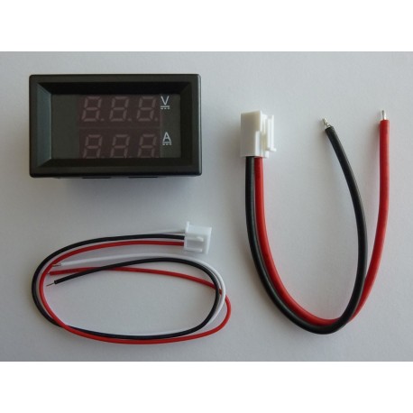 DC digital voltmeter and ammeter, 100V, 10A, with LED display