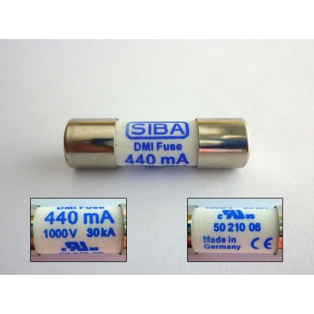 DMI fuse SIBA 5021006, 440mA 1000V 30kA, 10x35mm