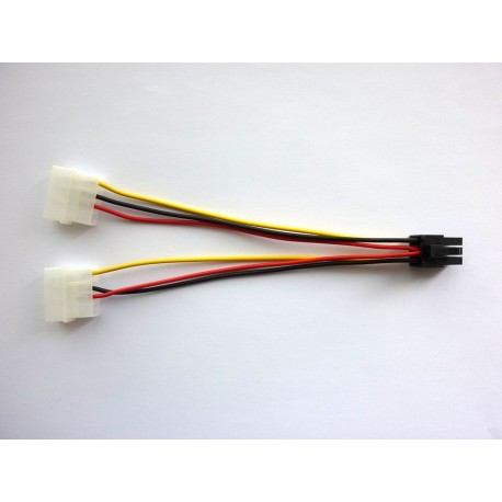 Кабел преходник 2 x Molex към PCI-E (F-M), 15см