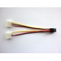 Кабел преходник 2 x Molex към PCI-E (F-M), 15см