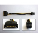 Кабел преходник SATA Power към PCI-E (M-M), 15см