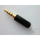 3.5mm audio connector, 4-pin, male, black, for cable mounting