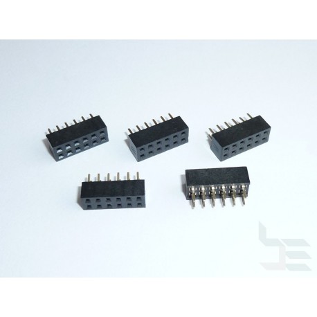 Pin header connector 2.0mm 2x6 female, for PCB mounting THT, 5 pieces