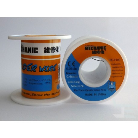 Solder wire Mechanic HX-T100, Sn63 Pb37, 0.6mm, 150g