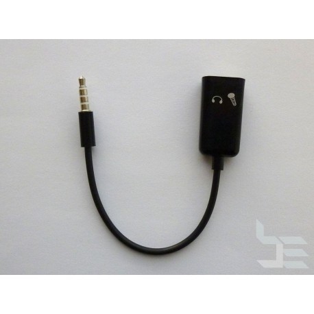 Audio cable splitter 3.5mm 4-pin (M) to 2 x 3.5mm 3-pin (F), 15cm