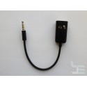 Audio cable splitter 3.5mm 4-pin (M) to 2 x 3.5mm 3-pin (F), 15cm