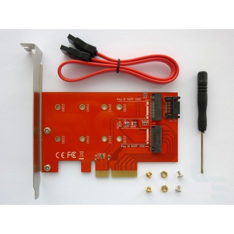 Adapter M.2 PCI-E SSD to PCI-E x4 connector and M.2 SATA SSD to SATA connector, v2