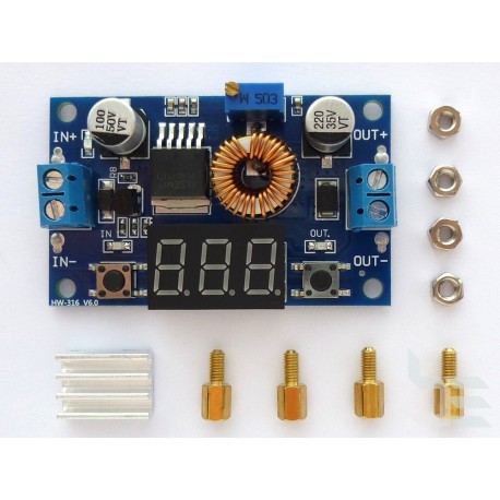 DC-DC power supply module, 1.25-36V 5A 75W, step down, adjustable, LED display