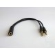 Audio cable splitter 3.5mm 4-pin (F) to 2 x 3.5mm 3-pin (M), 15cm