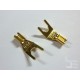 Cable lugs Fork type 8mm for cable 3-4mm, gold plated, 2 pieces