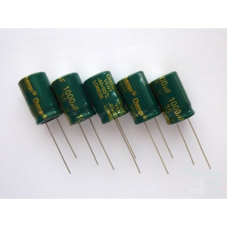 Electrolytic capacitor Chongx 1000µF, 35V, 13x20mm, 5 pcs