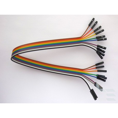 Jumper cables with DuPont connectors female to female, 30cm, colorful, 10 pieces