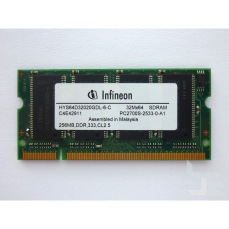 RAM memory Infineon 256MB DDR 333MHz 2.5V SO-DIMM, used