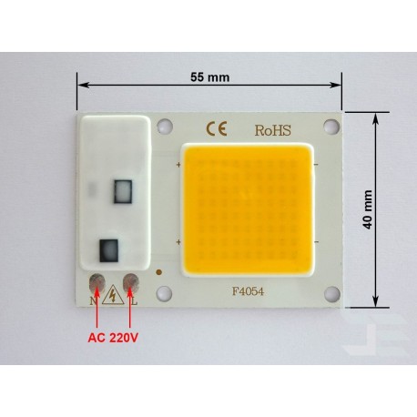 COB LED module 10W warm white with 220V integrated driver, 55x40mm