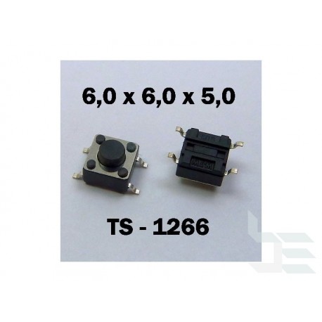 Microbutton (tact switch) TS-1266, 6x6x5mm, SMT mounting