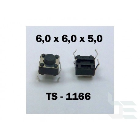 Microbutton (tact switch) TS-1166, 6x6x5mm, THT mounting