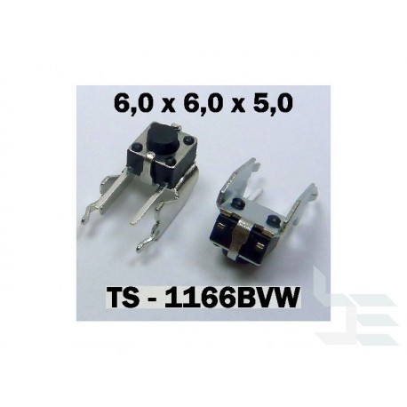 Microbutton (tact switch) TS-1166BVW, 6x6x5mm, THT mounting