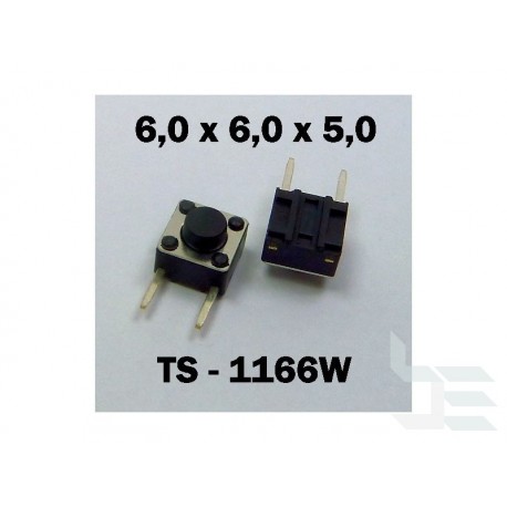 Microbutton (tact switch) TS-1166W, 6x6x5mm, THT mounting