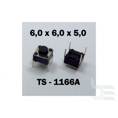 Microbutton (tact switch) TS-1166A, 6x6x5mm, THT mounting