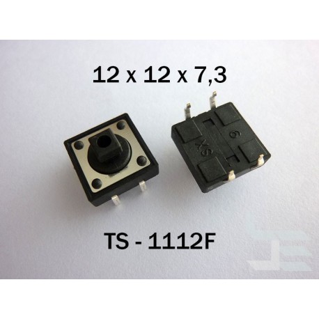 Microbutton (tact switch) TS-1112F, 12x12x7.3mm, THT mounting