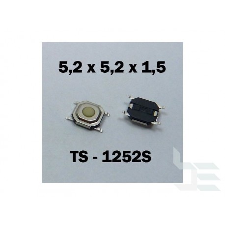 Microbutton (tact switch) TS-1252S, 5.2x5.2x1.5mm, SMT mounting