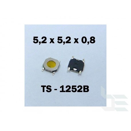 Microbutton (tact switch) TS-1252B, 5.2x5.2x0.8mm, SMT mounting