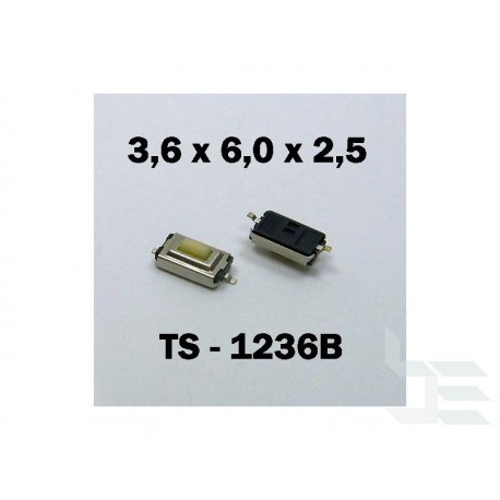 Microbutton (tact switch) TS-1236B, 3.6x6x2.5mm, SMT mounting