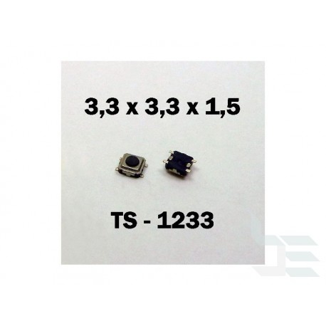 Microbutton (tact switch) TS-1233, 3.3x3.3x1.5mm, SMT mounting