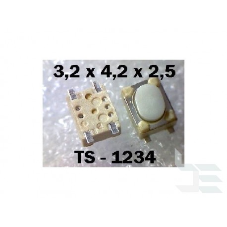 Microbutton (tact switch) TS-1234, 3.2x4.2x2.5mm, SMT mounting