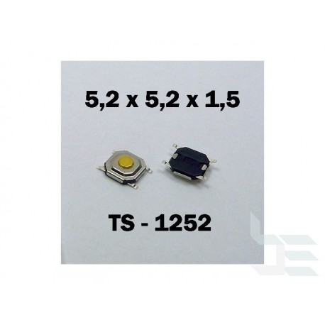 Microbutton (tact switch) TS-1252, 5.2x5.2x1.5mm, SMT mounting