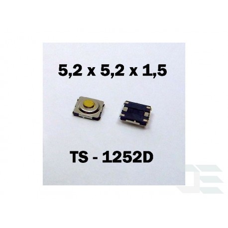 Microbutton (tact switch) TS-1252D, 5.2x5.2x1.5mm, SMT mounting