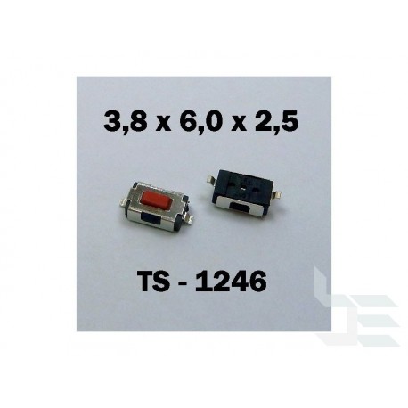 Microbutton (tact switch) TS-1246, 3.8x6x2.5mm, SMT mounting