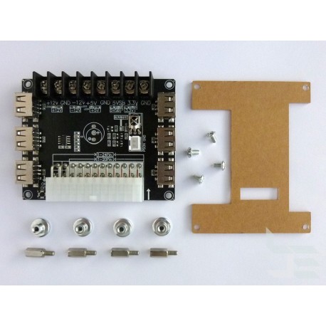 PSU adapter 24-pin ATX connector to terminals 3.3V/5V/12V and 6pcs. USB Type-A connectors