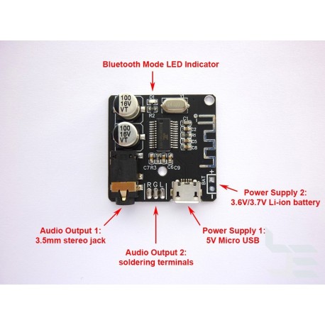 Bluetooth 5.0 аудио модул (ресивър) с USB Micro-B конектор