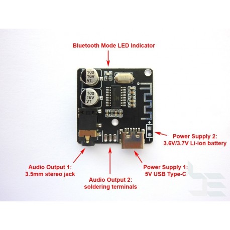 Bluetooth 5.0 audio module (receiver) with USB Type-C connector