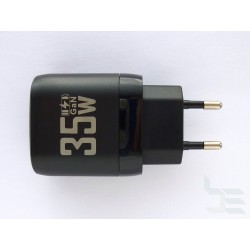 USB power adapter, 35W, QC3.0, PD, 2 ports, GaN