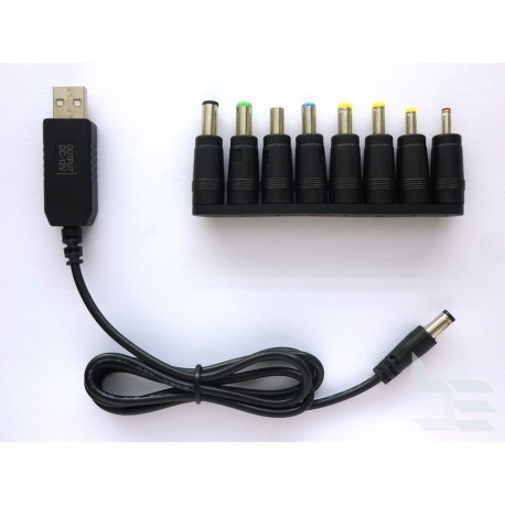 DC захранващ кабел с повишаващ конвертор 5V USB към 12V DC конектор, 1м